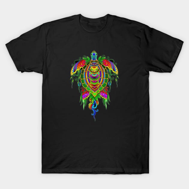 Magic Turtle Mandala T-Shirt by KrakArt